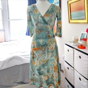 Blue and Gold Size M Midi Dress